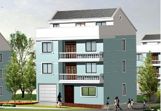 青色外觀新農(nóng)村四層房屋設(shè)計(jì)圖紙，占地11*11=120