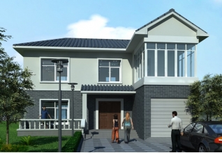 110平方米農(nóng)村兩層別墅設(shè)計(jì)效果圖及圖紙，12X12米