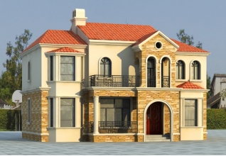 115平方米歐式經(jīng)典二層小別墅CAD設(shè)計(jì)圖紙帶外觀效果圖13米*8.36米