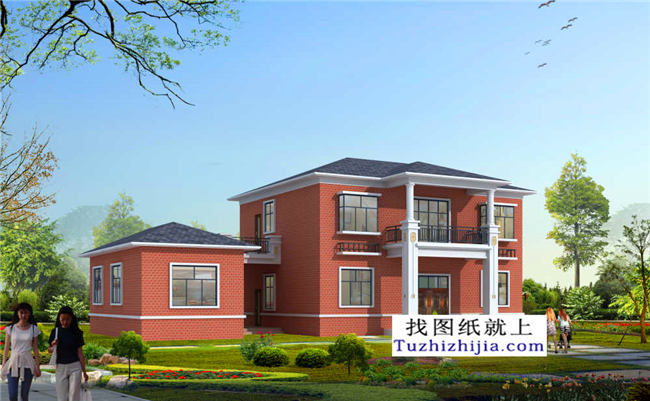 126平方米清新實用型新農村二層小別墅設計圖紙帶效果圖,13x10米