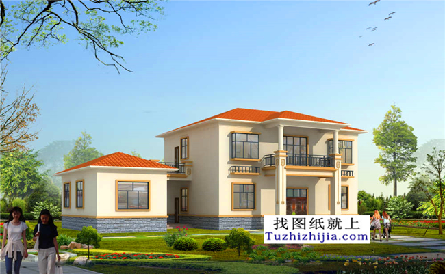 126平方米清新實用型新農村二層小別墅設計圖紙帶效果圖,13x10米