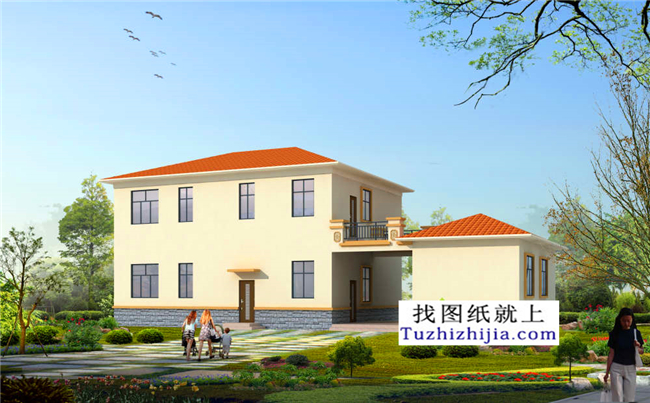 126平方米清新實用型新農村二層小別墅設計圖紙帶效果圖,13x10米