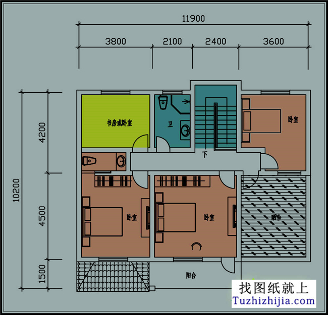 110平方米二層自建小別墅設(shè)計(jì)CAD施工圖紙帶效果圖，12x13米