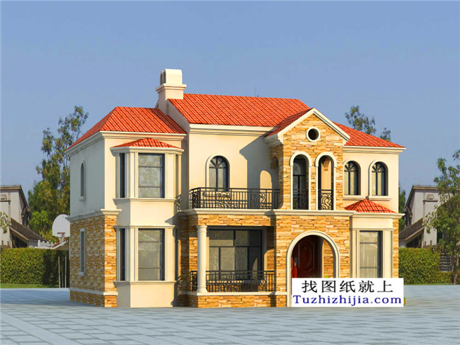 115平方米歐式經典二層小別墅CAD設計圖紙帶外觀效果圖13米*8.36米