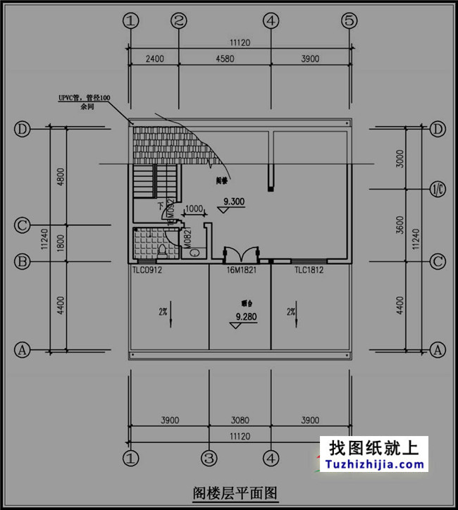 青色外觀新農村四層房屋設計圖紙