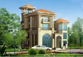 高檔四層帶塔樓歐式別墅設計圖紙，帶效果圖