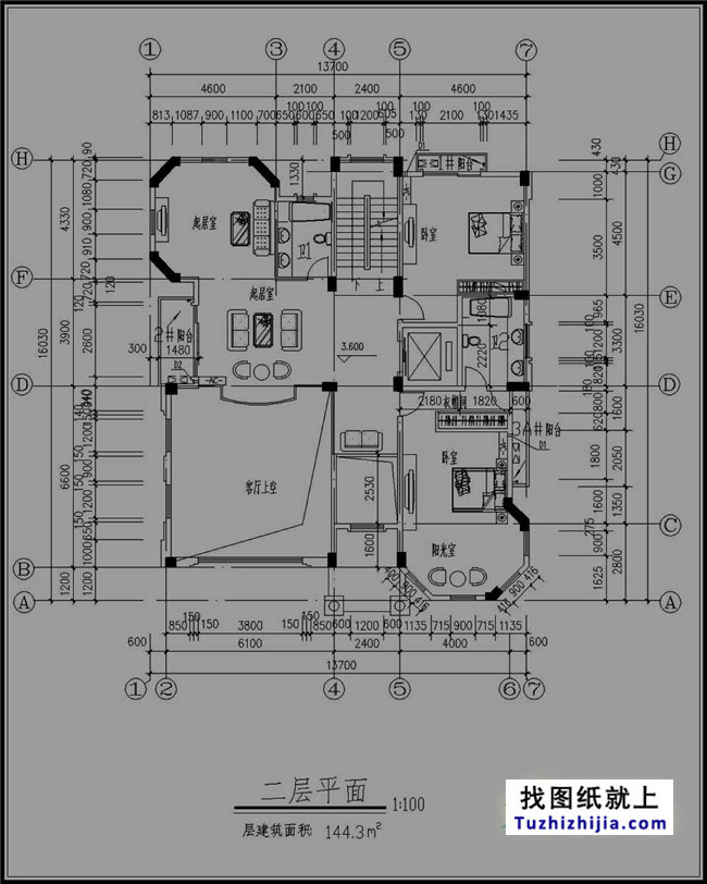 高檔四層帶塔樓歐式別墅設計圖紙