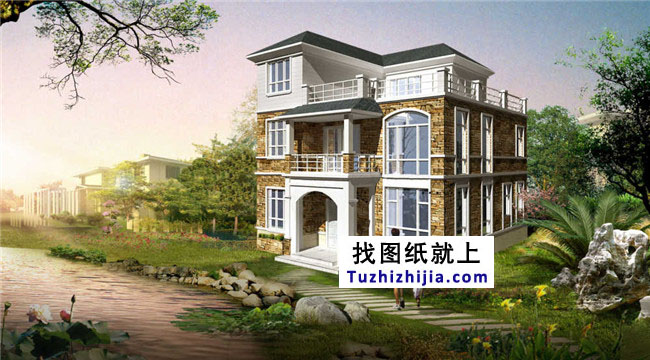 歐式風格高檔三層別墅設計圖紙