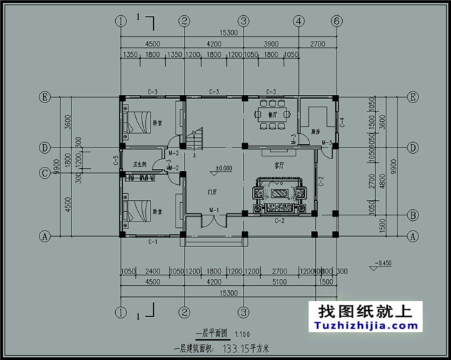 133平方米新農村自建二層別墅CAD設計圖紙及外觀圖,15x10米