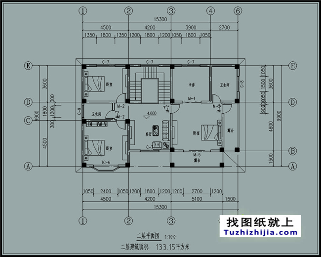 133平方米新農村自建二層別墅CAD設計圖紙及外觀圖,15x10米
