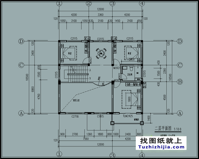 120平方米現代實用的新農村二層自建房屋設計圖紙及效果圖大全,12x10米