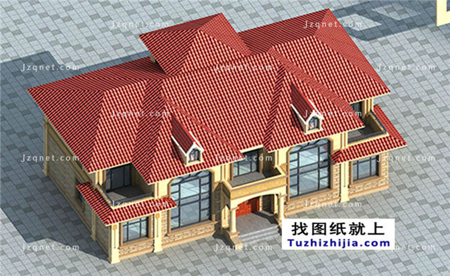 260平方米仿歐式二層別墅設計圖紙及效果圖，22X12米