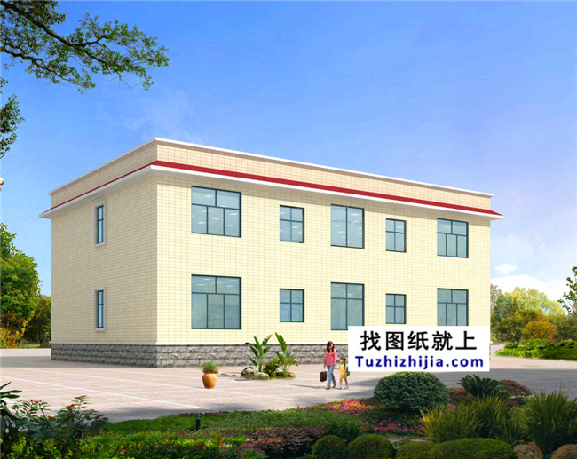 164平方米河南二層平屋頂房屋設計圖紙帶外觀效果圖,17x11米