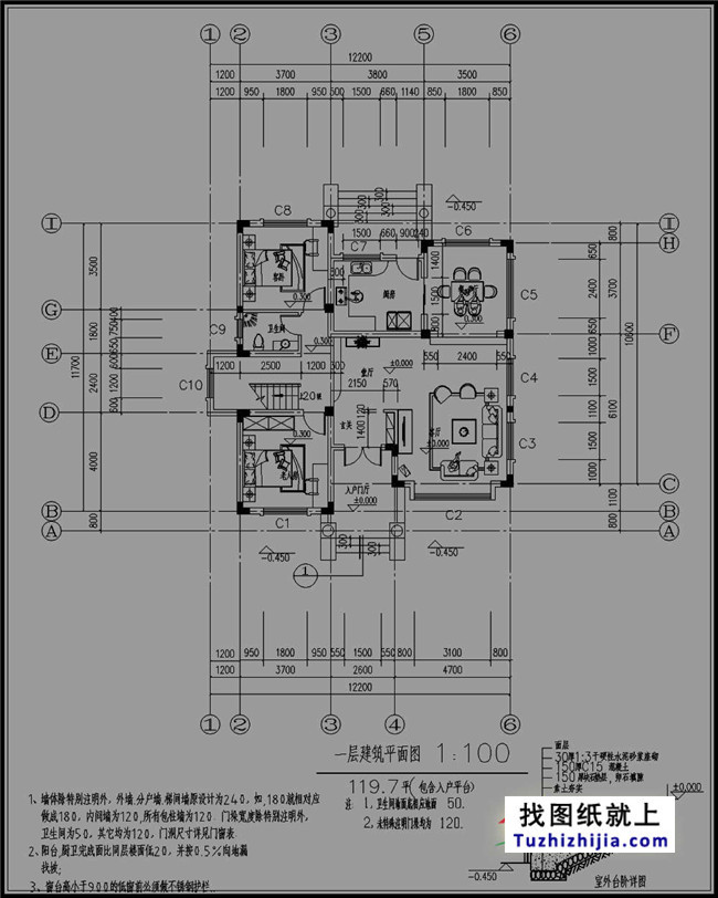 浙江新農村三層別墅設計圖紙及效果圖