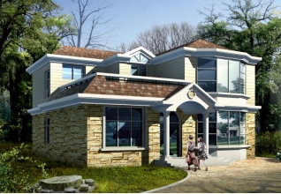 130平方米新農村兩層房屋設計及外觀圖，11x12米