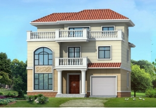 130平方米新農(nóng)村三層別墅設(shè)計(jì)圖紙，含效果圖，帶車庫