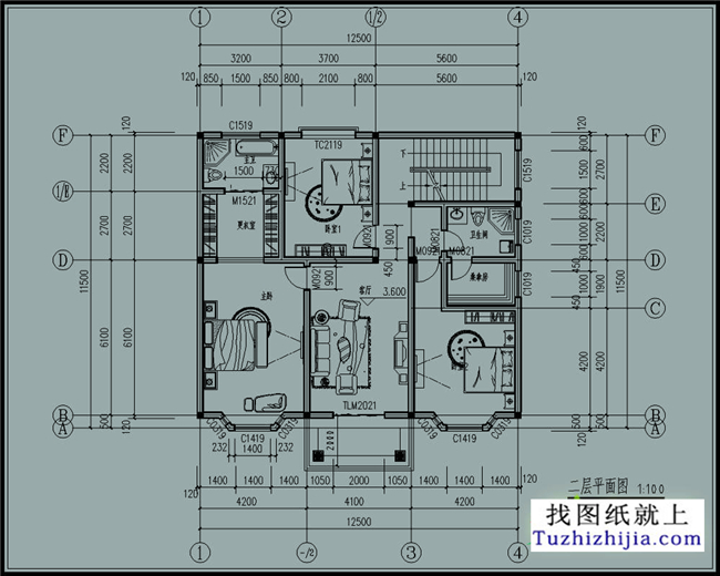 156平方米自建二層CAD房屋設計圖紙及效果圖，13X12米
