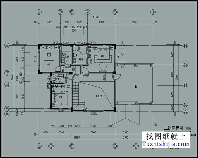172平方米歐式自建二層別墅CAD設計圖紙帶外觀圖18.3米*10.7米 