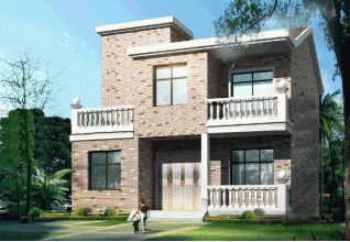 120平方米新農村兩層別墅CAD設計圖及效果圖，12x11米