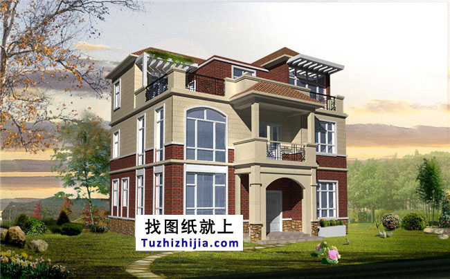 新農村二層半房屋設計圖紙及效果圖