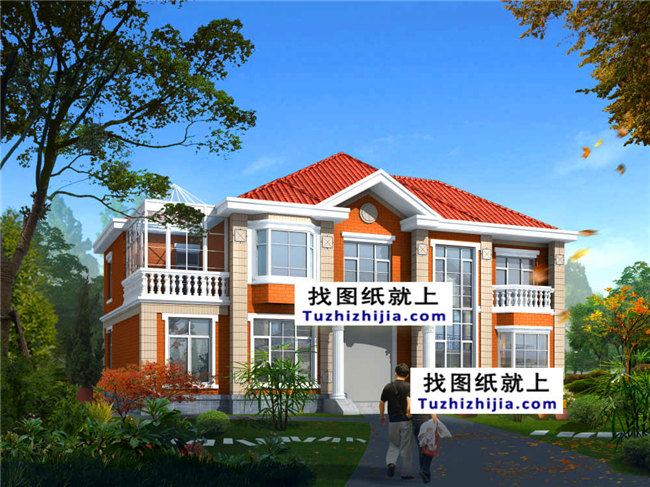  227平方米新農村二層自建別墅設計圖紙帶外觀圖，20X11米