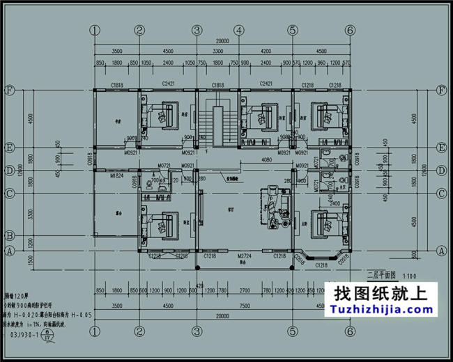 252平方米二層別墅設計施工圖紙及效果圖,20x13米