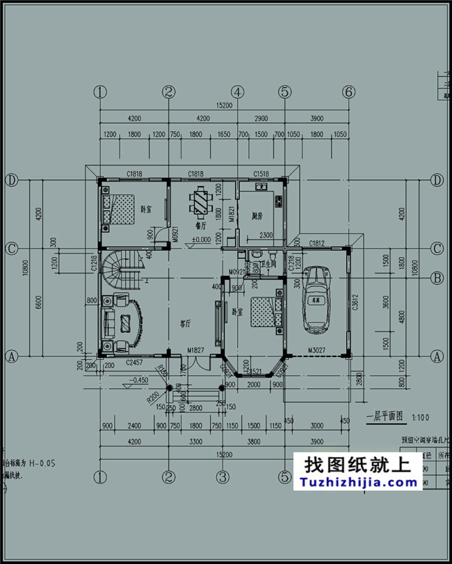 163平方米二層自建別墅設計施工建筑圖紙及效果圖,15x11米