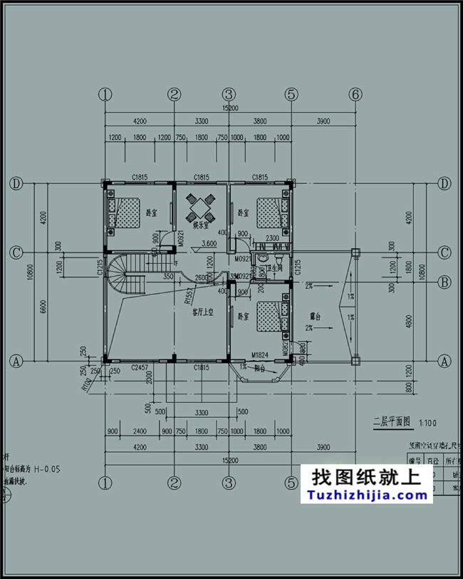 163平方米二層自建別墅設計施工建筑圖紙及效果圖,15x11米
