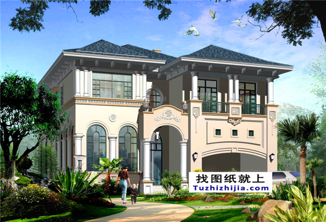 240平方米帶地下室二層豪華別墅施工設計圖紙，15x20米