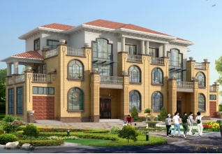 145平方米新農村復式框架三層雙拼歐式別墅設計圖紙15米x10米