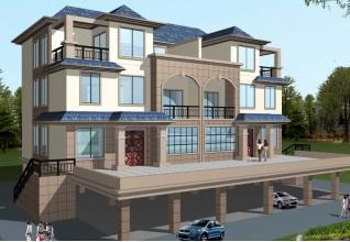 235平方米三層雙拼別墅施工設(shè)計圖紙，19x12米