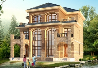 175平方米歐式三層雙拼別墅設計施工圖紙及效果圖，12x13米