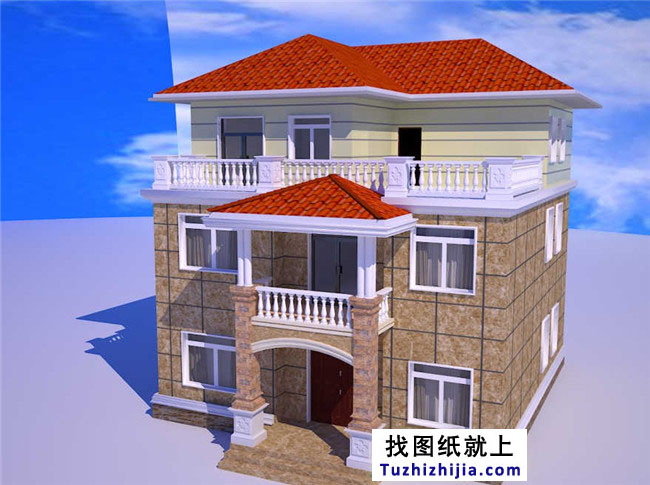 140平方米三層別墅設計圖紙，帶屋頂花園