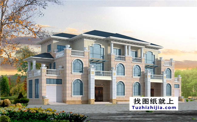 148平方米新農村復式框架三層雙拼歐式別墅設計圖紙,15米x10米