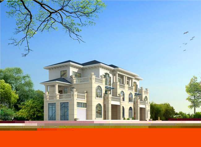 148平方米新農村復式框架三層雙拼歐式別墅設計圖紙,15米x10米