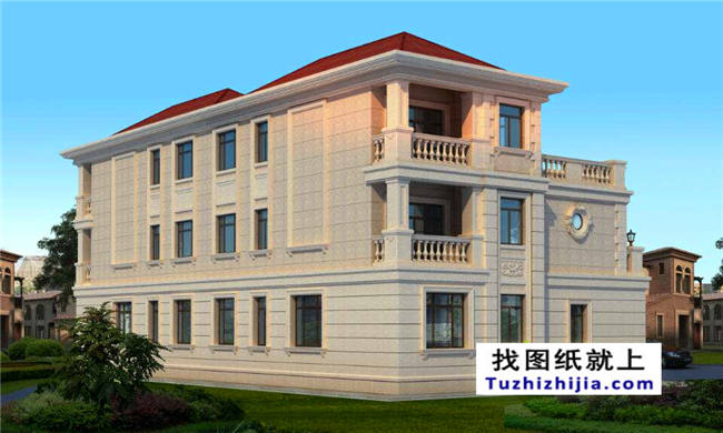 290平方米福建新農村三層雙拼建筑設計圖紙帶外觀圖,23.8米x12.2米