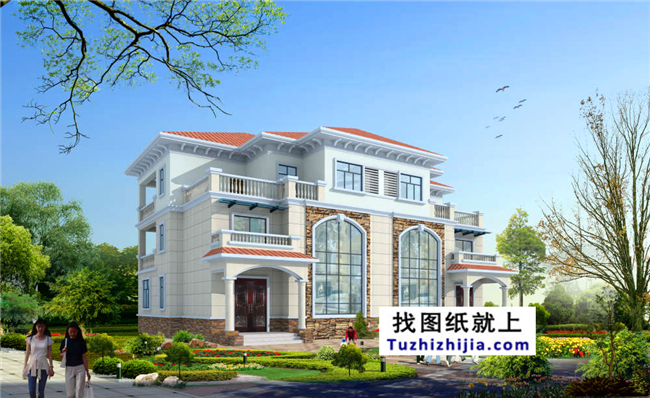 275平方米新農村雙拼樓中樓戶型別墅設計圖紙及效果圖,21X14米