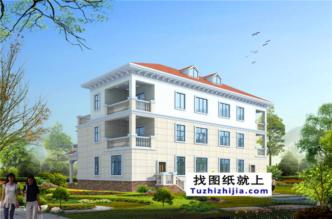 275平方米新農村雙拼樓中樓戶型別墅設計圖紙及效果圖,21X14米