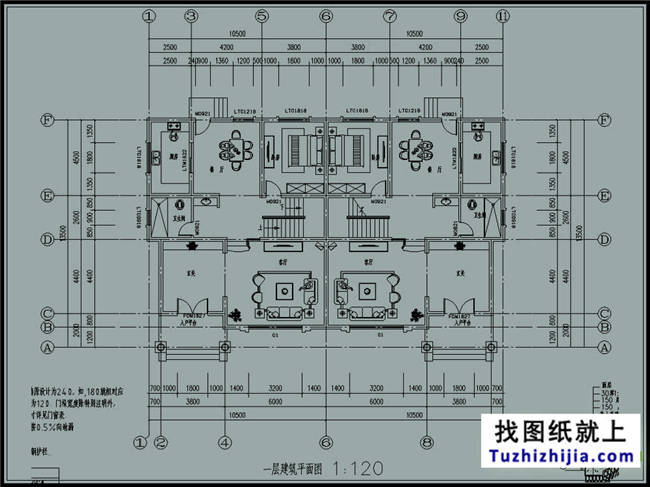 275平方米新農村雙拼樓中樓戶型別墅設計圖紙及效果圖,21X14米