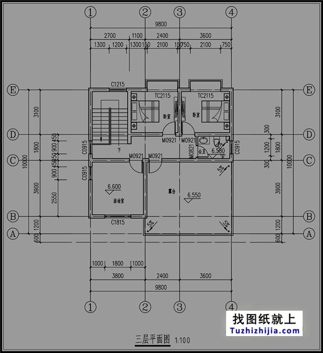 100平方米自建三層半別墅設計圖紙