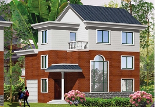 120平方米棕色面磚新農(nóng)村三層小別墅設(shè)計(jì)戶型圖紙帶外觀12X11米