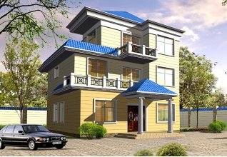 120平方米新農村三層別墅施工圖紙及效果圖11X11米