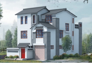 150平方米徽派新農村三層別墅建筑設計圖紙帶外觀10X15米