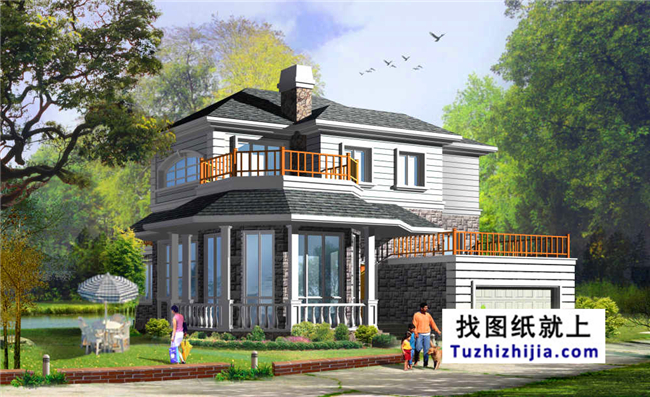 220平方米三層經(jīng)典豪華別墅農(nóng)村設(shè)計(jì)圖紙帶外觀效果圖,17X13米