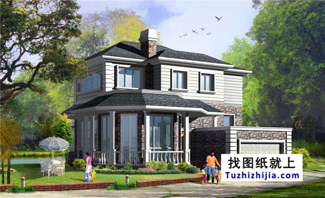 220平方米三層經(jīng)典豪華別墅農(nóng)村設(shè)計(jì)圖紙帶外觀效果圖,17X13米