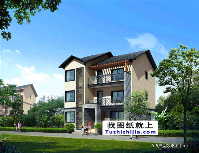 130平方米新農(nóng)村三層施工建筑設(shè)計(jì)圖紙及效果圖,10X13米