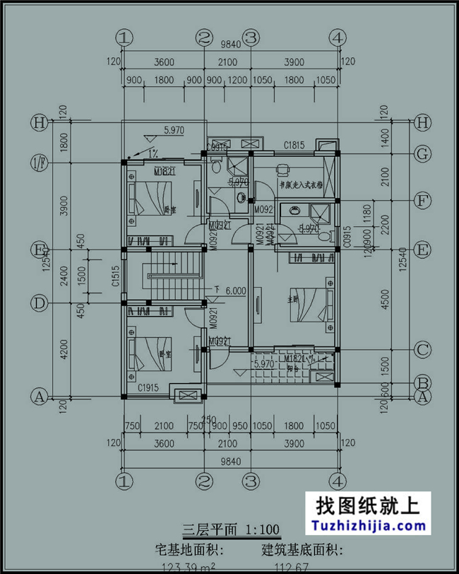130平方米新農(nóng)村三層施工建筑設(shè)計(jì)圖紙及效果圖,10X13米