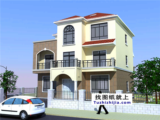 140平方米新農村三層樓房建筑設計圖帶外觀圖,12X13米