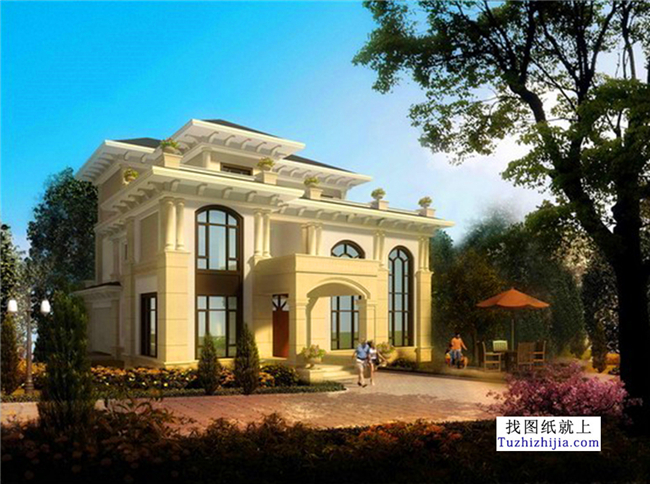 260平方米三層豪華別墅設計施工圖紙帶外觀圖,18X20米