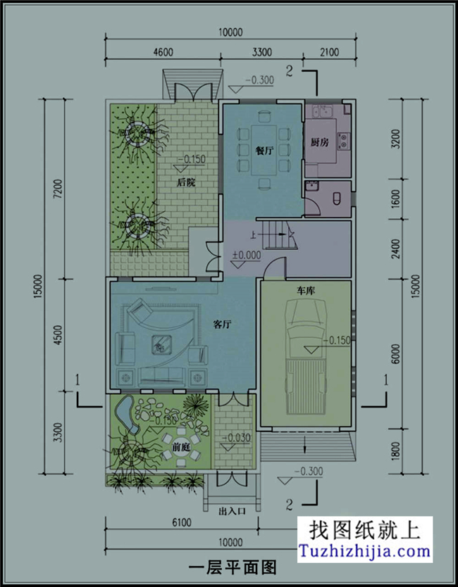 150平方米徽派新農村三層別墅建筑設計圖紙帶外觀,10X15米
